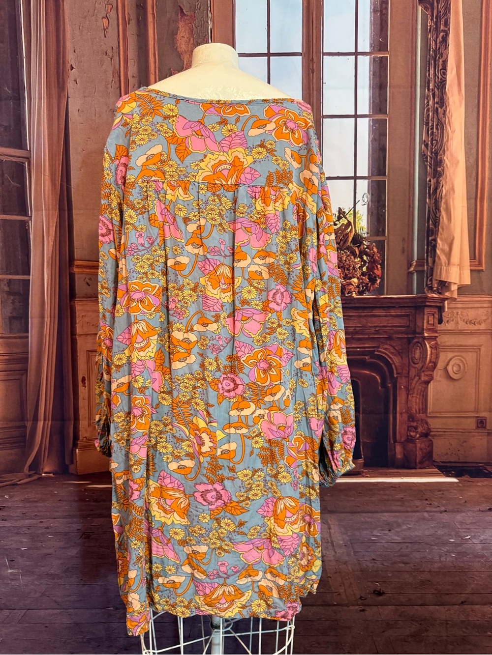 Rusttydustty 3XL Floral V-Neck Dress Flowy Boho Western Hippy Cute Comfy - Picture 8 of 17